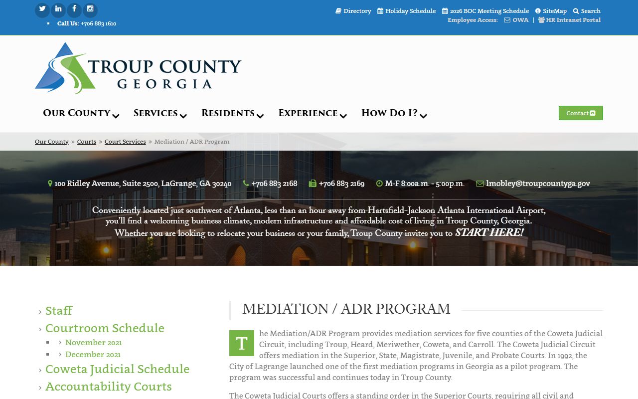 Troup County court dockets Coweta Judicial Circuit mediation ADR page