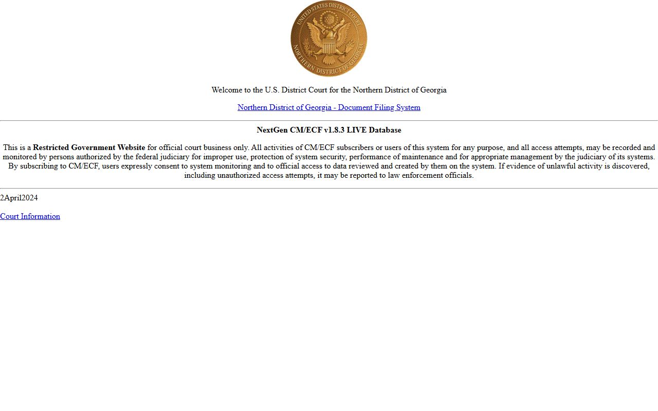 Troup County court records federal CM ECF access for Northern District of Georgia