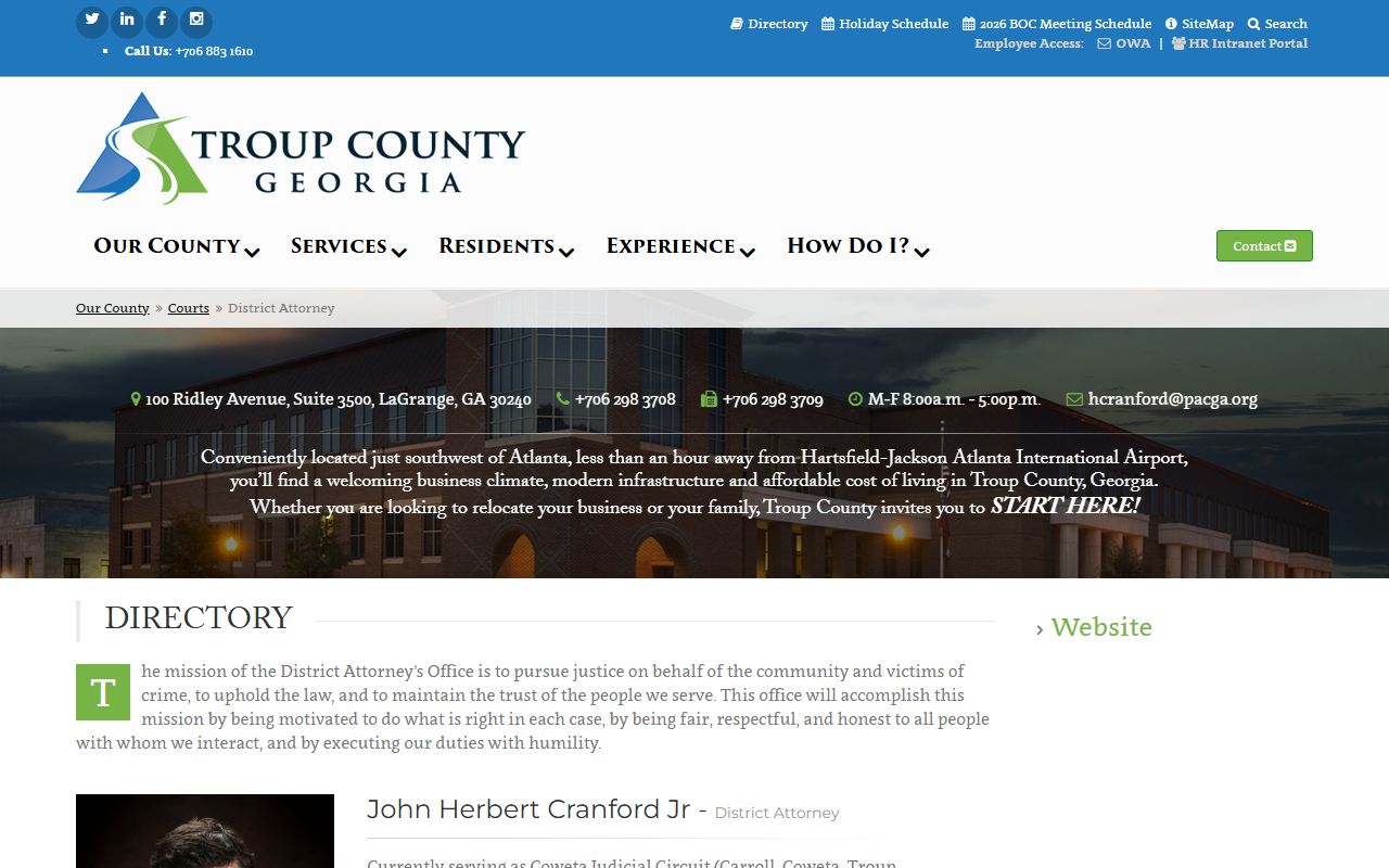 Troup County criminal court records District Attorney page