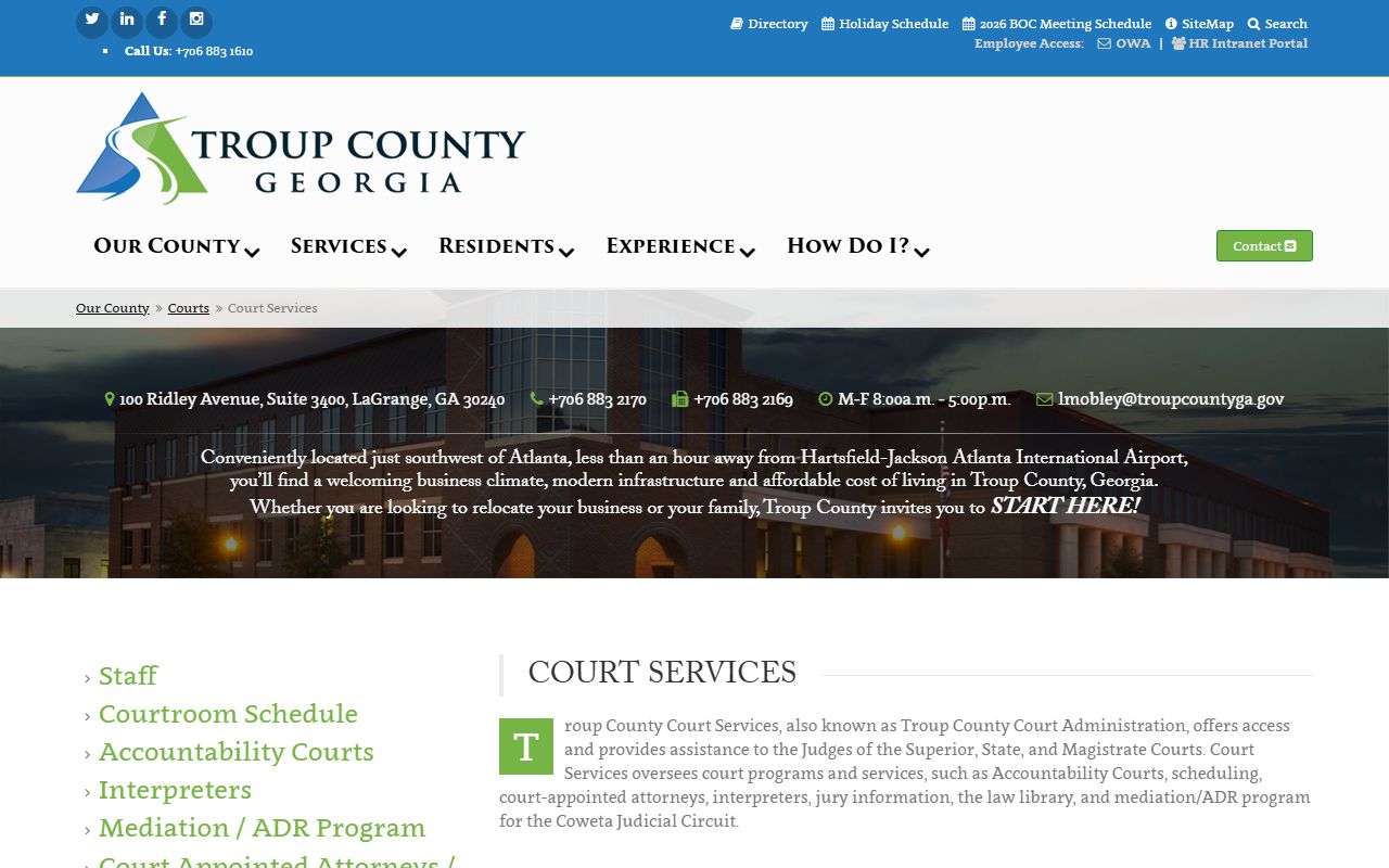 Troup County court records court services page