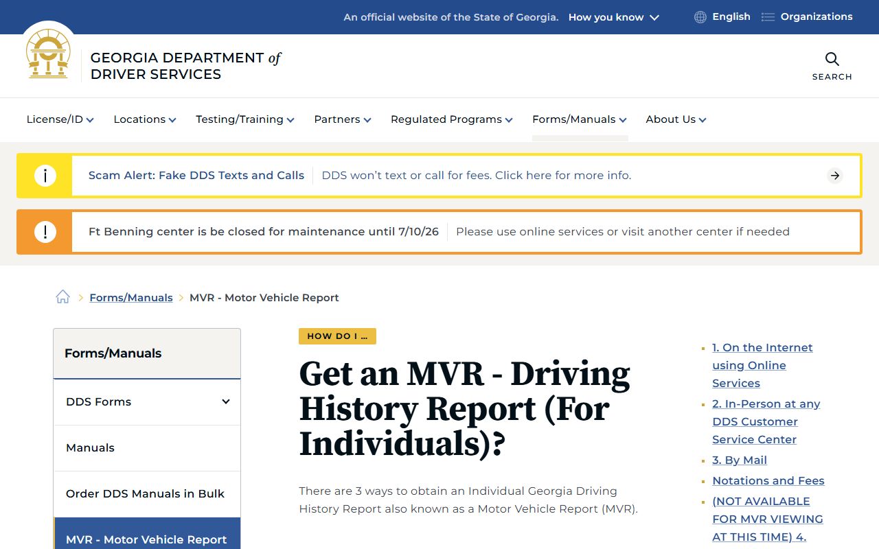 Troup County traffic court records Georgia DDS driving history