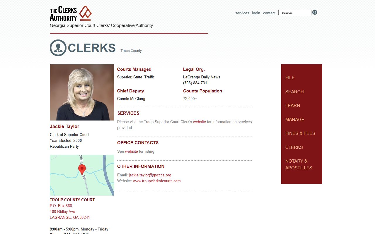 Troup County Superior Court clerk court records profile