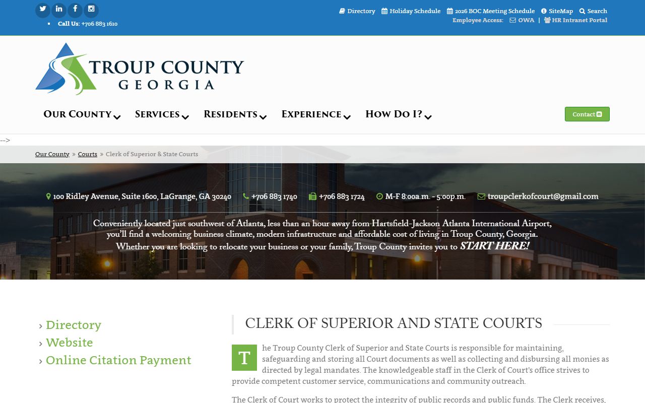 Troup County court records official clerk page