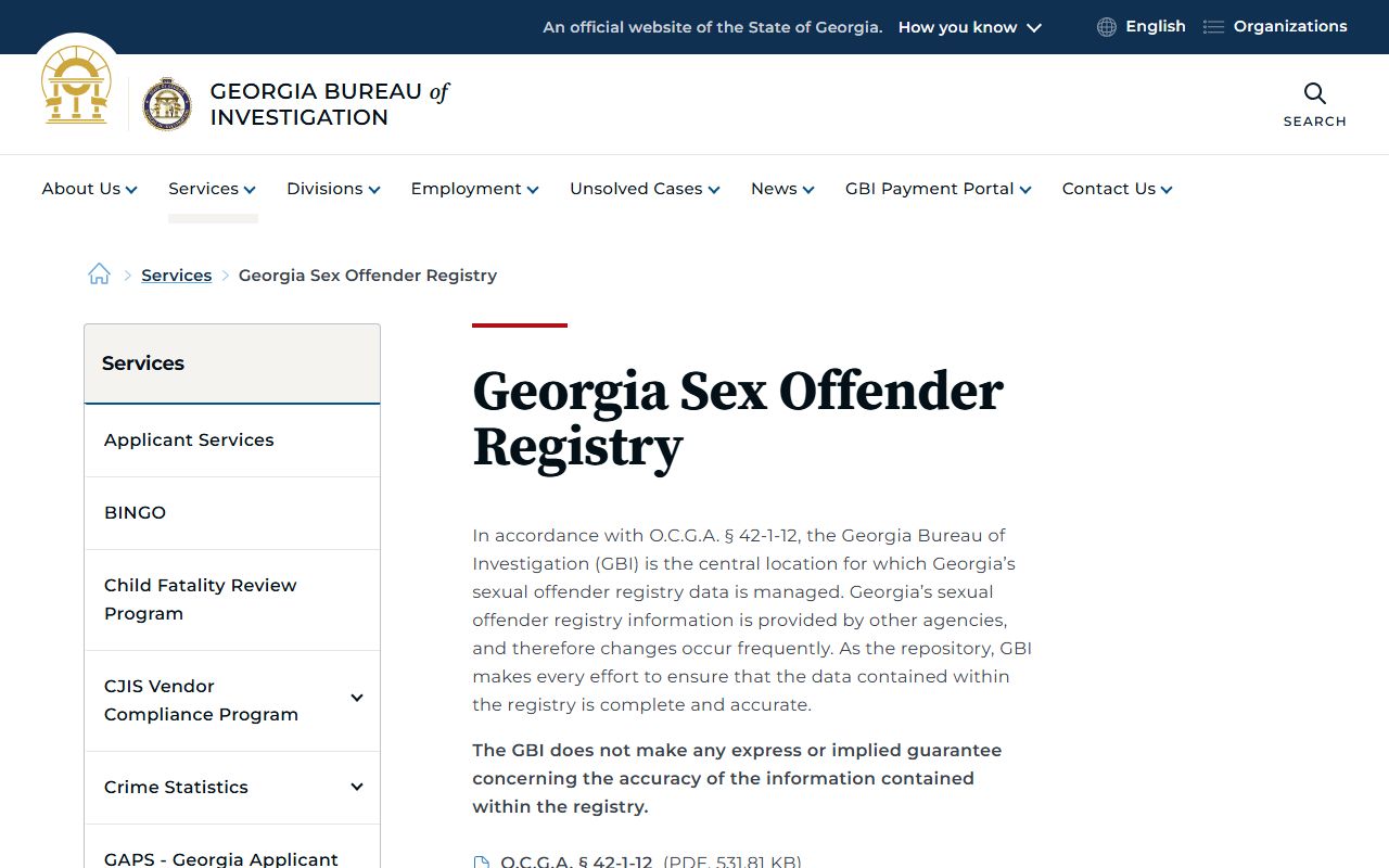 Troup County inmate records GBI registry explanation