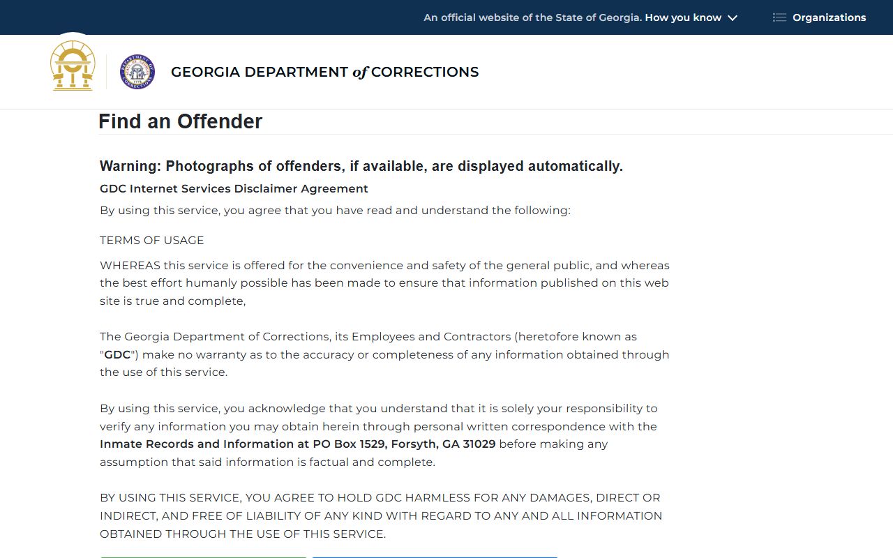 Troup County inmate records Georgia Department of Corrections offender search