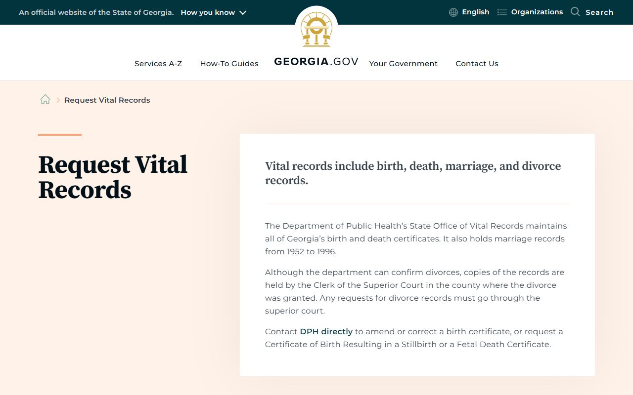 Troup County divorce records Georgia vital records guidance