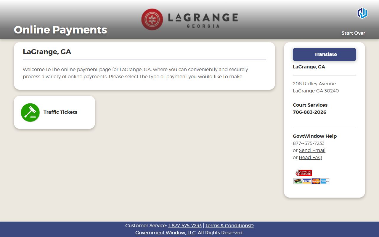 Troup County traffic court records LaGrange ticket payment page