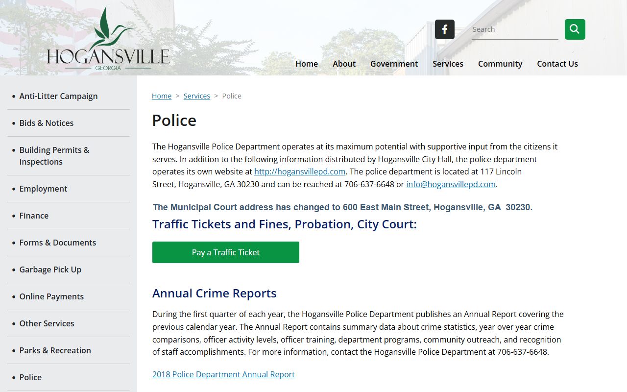 Troup County traffic court records Hogansville police municipal court ticket information