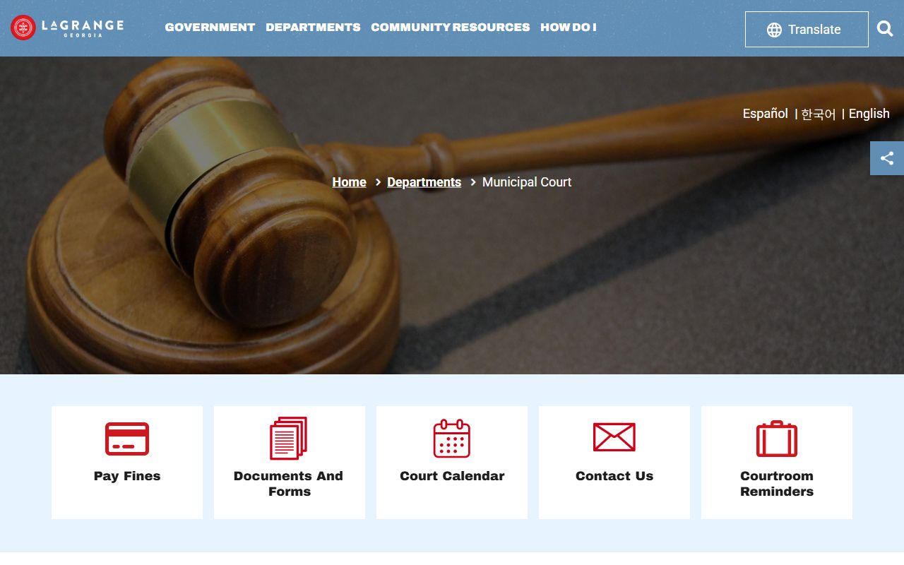 Troup County traffic court records LaGrange Municipal Court page