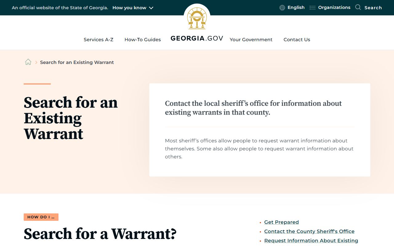 Troup County warrant search Georgia.gov sheriff guidance